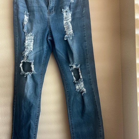 Distressed Blue Women's Jeans - Picture 4 of 7